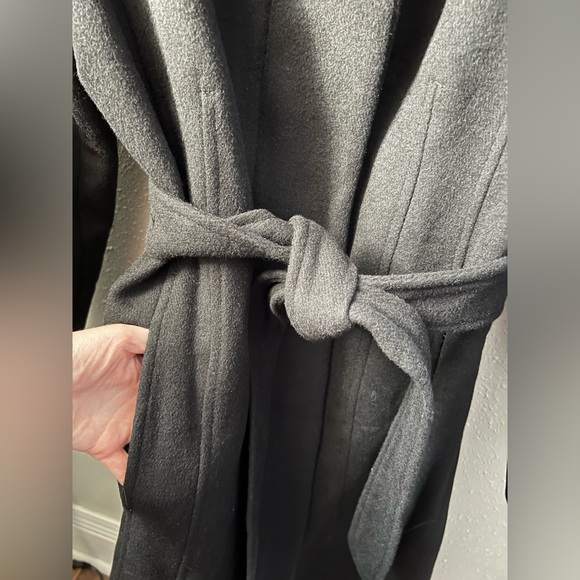 New Cole Haan Women's Slick Wool Belted Coat In Black Size 14 - Picture 6 of 12